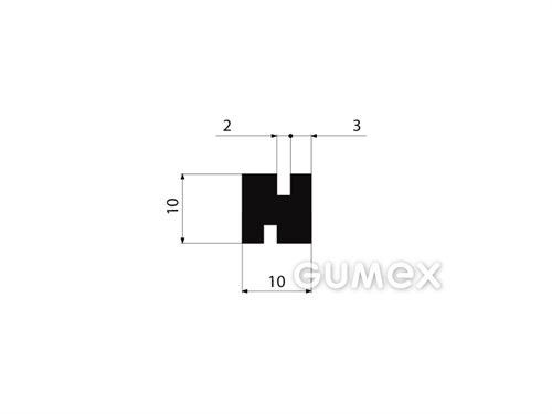 Pryžový profil tvaru "H", 10x10/2/2mm, 45°ShA, NBR, -40°C/+70°C, černý
